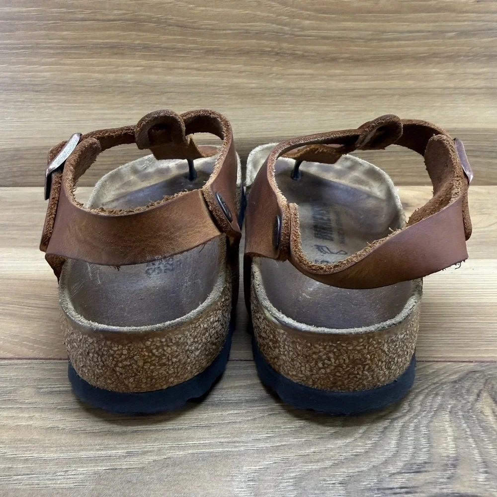 Birkenstock Kairo Sandals Cognac Tan Leather 4 W EU 35 Buckle Travel Vacation